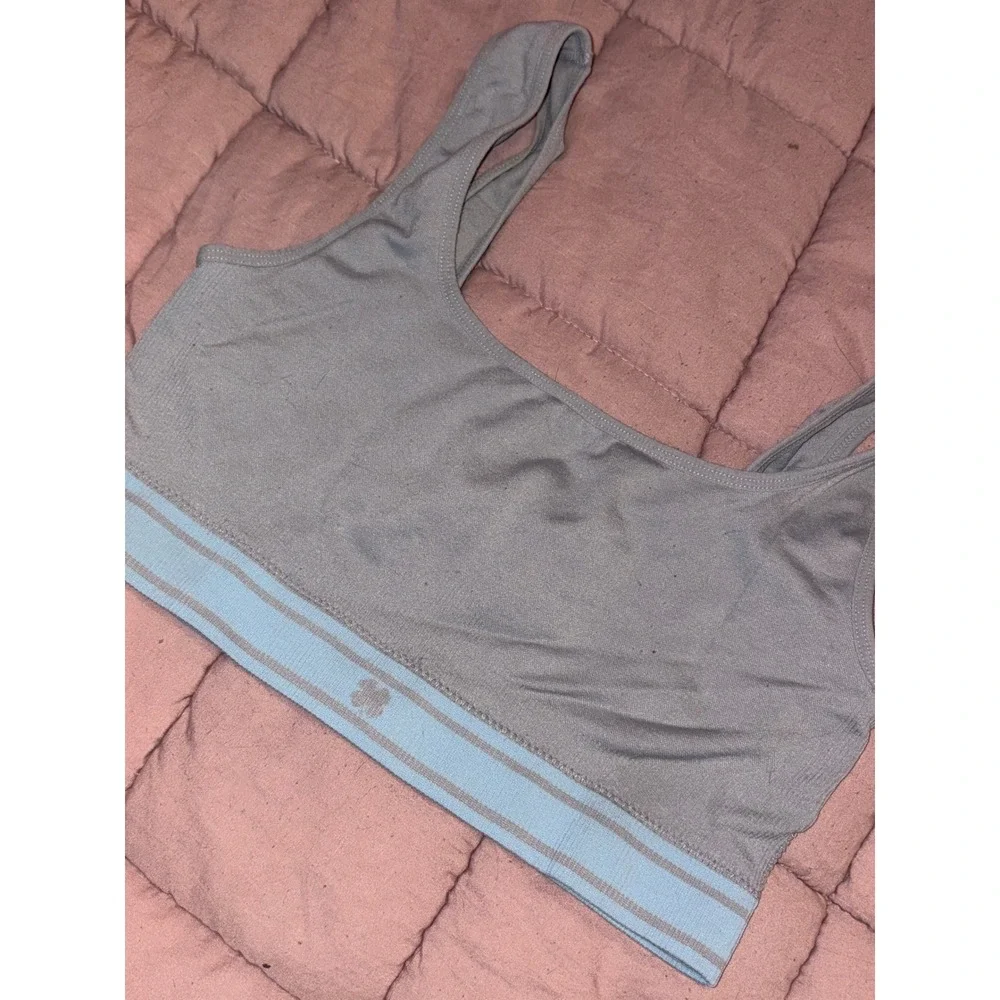Lucky‎ Brand Womens Gray Blue Sports Bra Lounge Bralette Stretch, Size XL